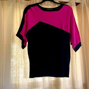 Cable & Gauge 3/4length Black and Pink Sweater/Blouse Size L